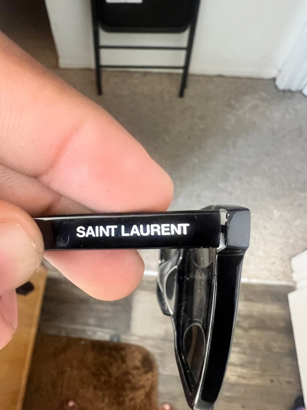 REAL MENS Saint Laurent YSL Glossy Black Rectangular Sunglasses with Case - Picture 6 of 8